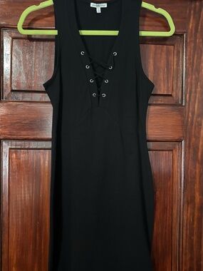 Charlotte Russe Black Lace-Up Midi Tank Dress